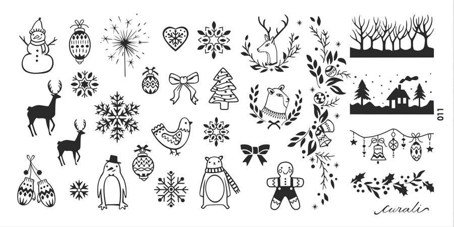 Placa estampación Cural nail stamping Winter Cute