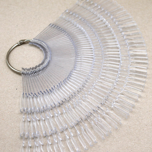 muestrario de uñas transparente abanico