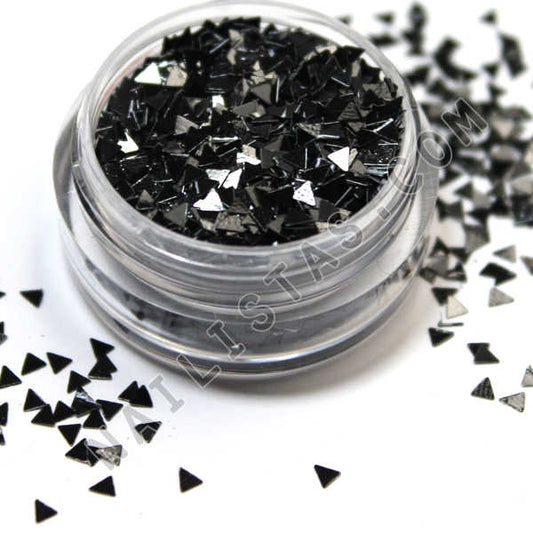 Purpurina triángulos negro