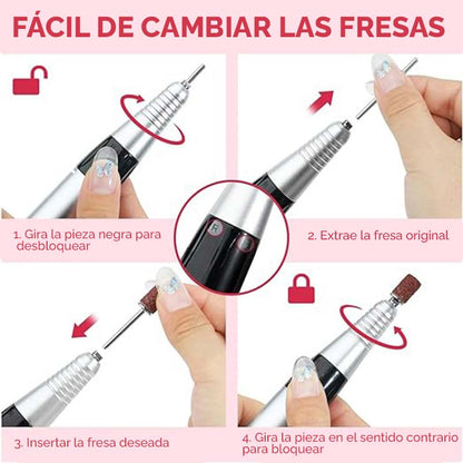 cómo cargar las fresas en el torno de uñas